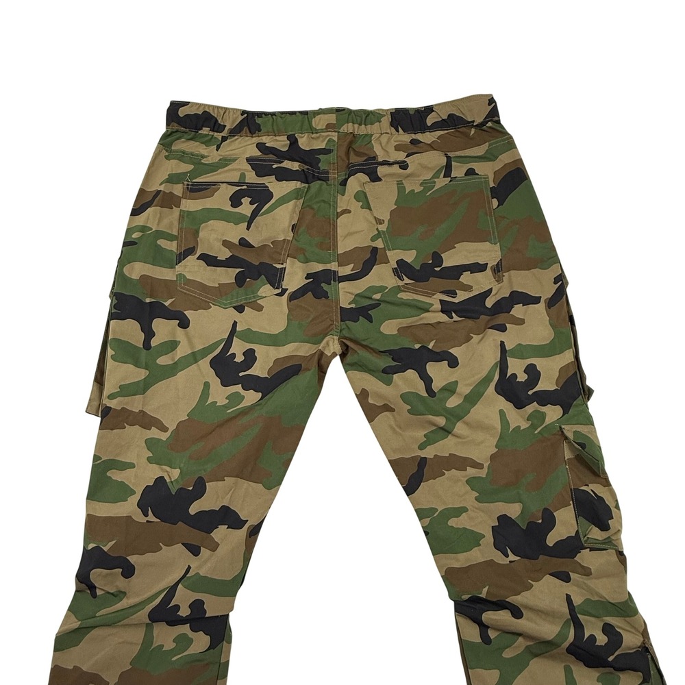 Smoke Rise Mens XL Woodland Camo Stacked Cargo Pants Utility Streetwear Green - Picture 9 of 9